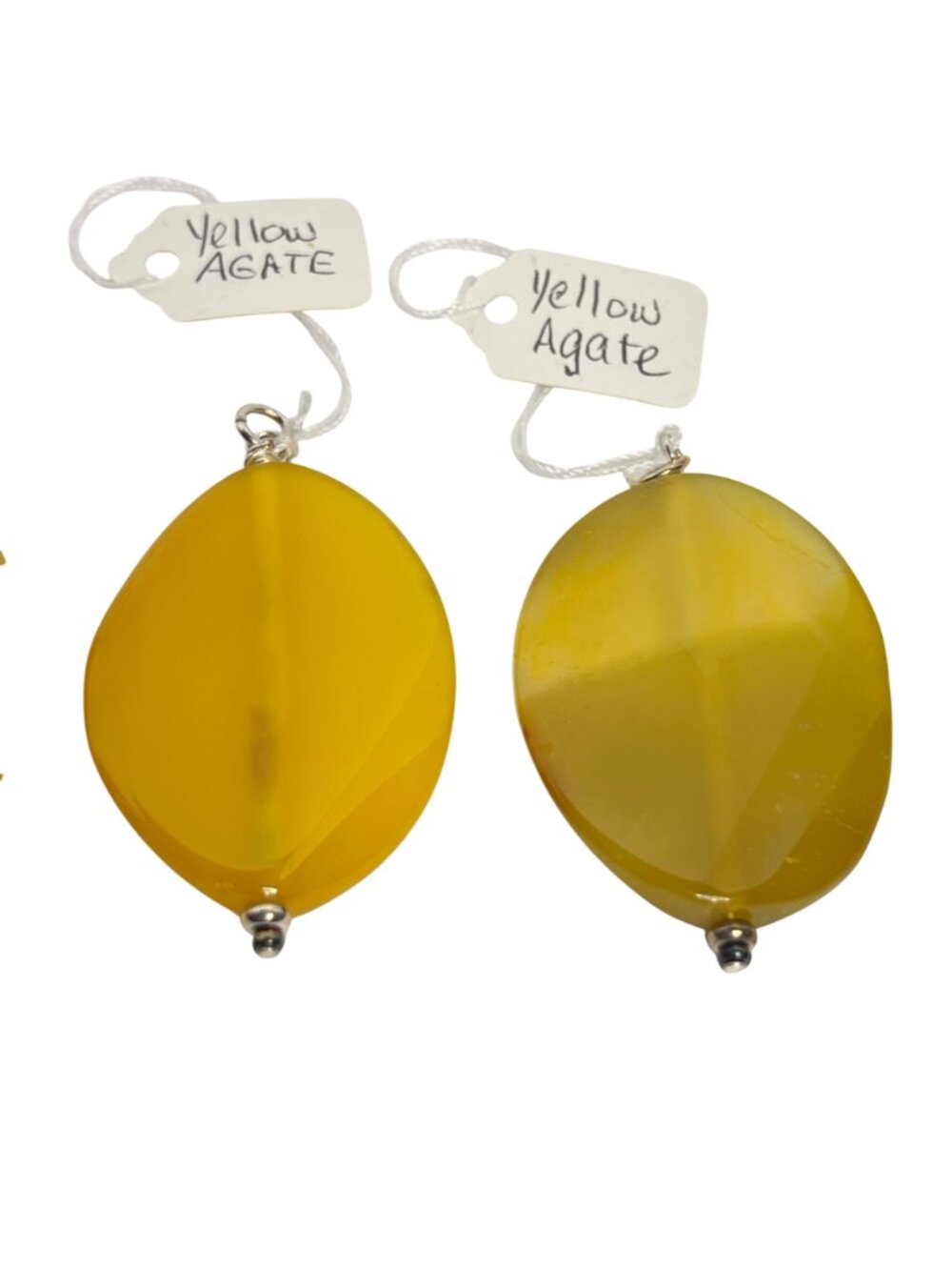 Lot Of 4 Yellow And Yellow/Green Agate Pendants (2024) - Picture 3 of 5